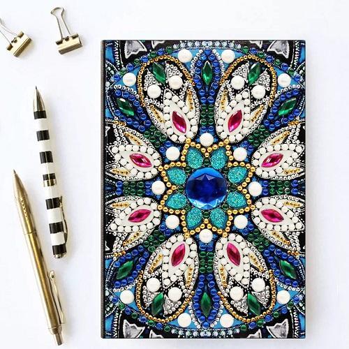 Caderno de pintura de diamante floreio azul
