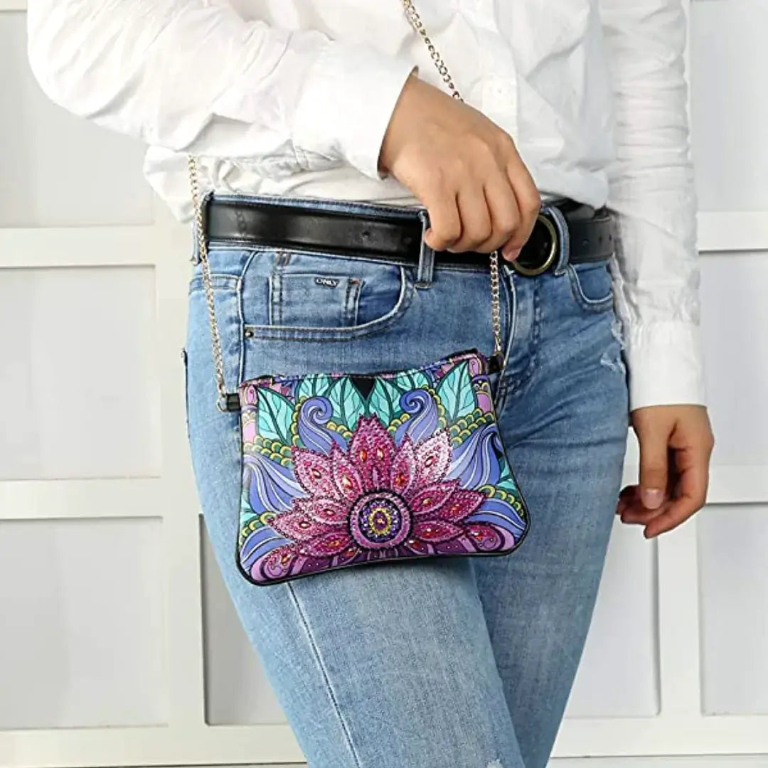 Bolsa de pintura de diamante faça você mesmo Lotus