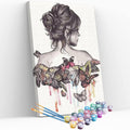 Kit pintura numerada - Mulher de costas borboletas