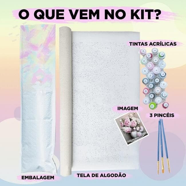 Kit pintura numerada terapêutica - Papagaio plantas